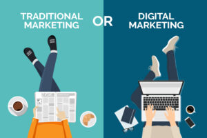 What is the difference between traditional and digital marketing?