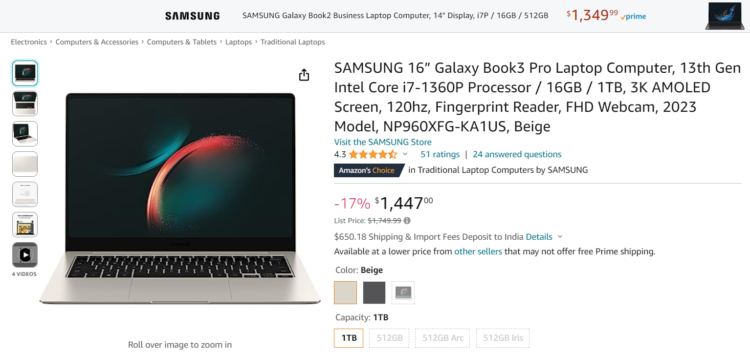Samsung Galaxy Book 3 Ultra price