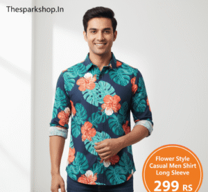 299 Rs Only Flower Style Casual Men Shirt Long Sleeve Thesparkshop.In