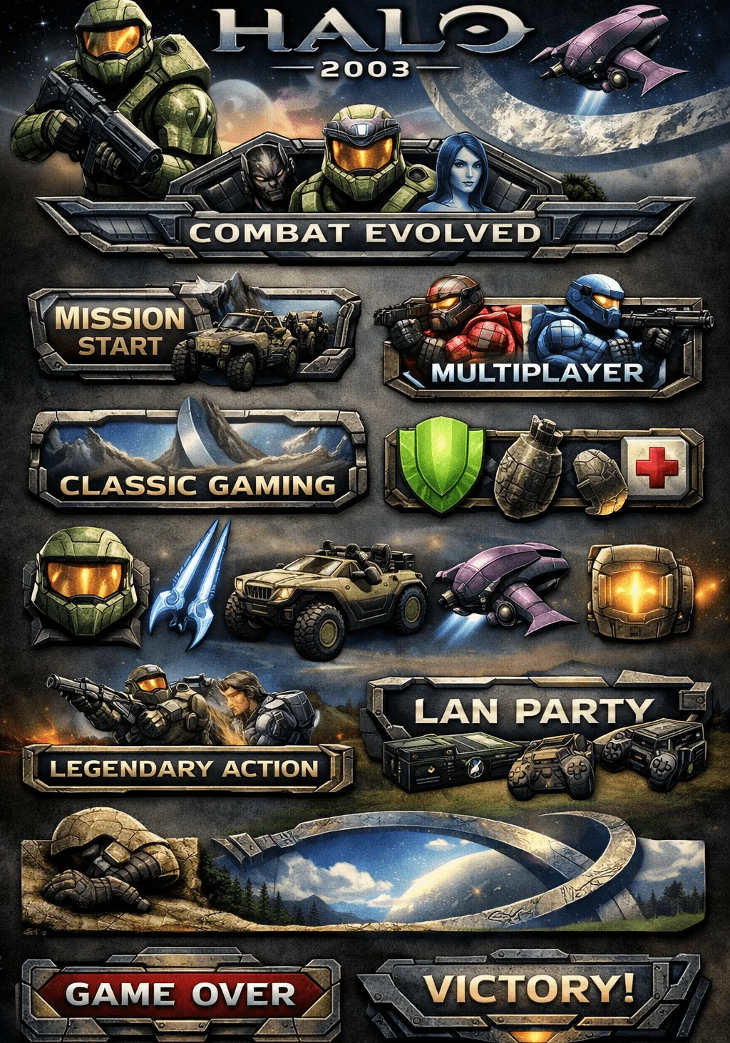 Halo (2003) Game Icons Banners: A Tribute to Classic Design That Will Never Go Out of Style