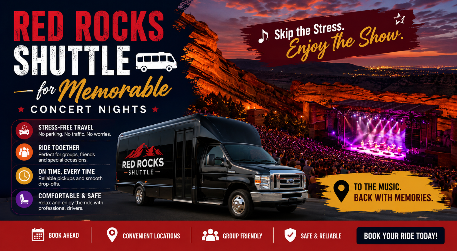 Red Rocks Shuttle for Memorable Concert Nights